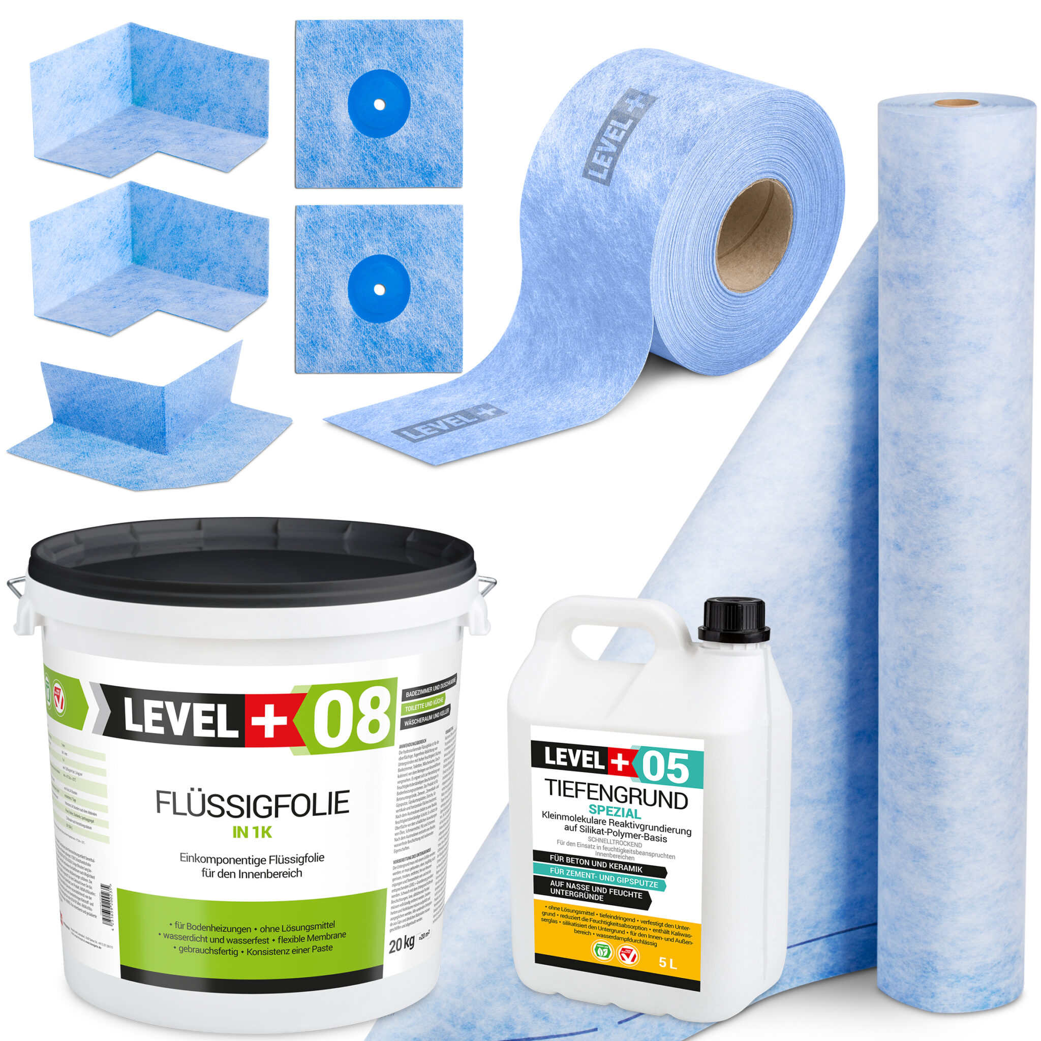 Dichtset 20Kg Flüssigfolie Dichtbahn Dichtband Dichtecke Badabdichtung
