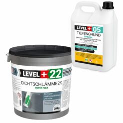 Dichtschlämme 20kg Abdichtmörtel 2K Flex Pool Terrasse Dusche Außen Innen L+22 + Tiefengrund 5L