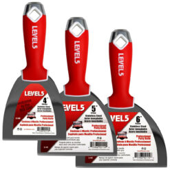 LEVEL5 Profi Set 3x Spachtel Edelstahl Softgriff Fugenmesser für Trockenbau 5-651