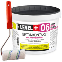 Betonkontakt Haftbrücke Putzgrund Grundierung Betongrundierung 4Kg + Farbroller 10cm Mikrofaser LEVEL+06