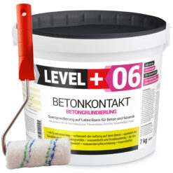 Betonkontakt Haftbrücke Putzgrund Grundierung Betongrundierung 7Kg + Farbroller 10cm Mikrofaser LEVEL+06