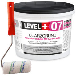 Quarzgrund Putz Grundierung Putzgrund Haftputzgrund 11Kg + Streichroller 10cm Mikrofaser LEVEL+07