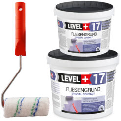 Fliesengrund 11kg Fliese auf Fliese Haftgrund Quarzgrund + Farbroller 10cm SET LEVEL+17