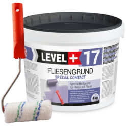 Fliesengrund 4kg Fliese auf Fliese Haftgrund Quarzgrund + Farbroller 10cm SET LEVEL+17