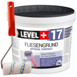 Fliesengrund 7kg Fliese auf Fliese Haftgrund Quarzgrund + Farbroller 10cm SET LEVEL+17