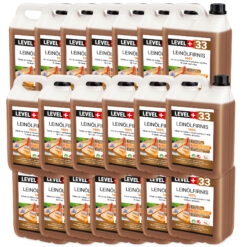 Leinöl Firnis 100 Liter, Holzschutz, Doppelt Gekocht, Holzpflege, Holzöl, Schnelle Trocknung, Natürlicher Holzschutz, Harzfrei LEVEL+33