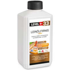 Leinöl Firnis 1 Liter, Holzschutz, Doppelt Gekocht, Holzpflege, Holzöl, Schnelle Trocknung, Natürlicher Holzschutz, Harzfrei LEVEL+33