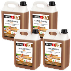 Leinöl Firnis 20 Liter, Holzschutz, Doppelt Gekocht, Holzpflege, Holzöl, Schnelle Trocknung, Natürlicher Holzschutz, Harzfrei LEVEL+33