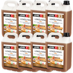 Leinöl Firnis 40 Liter, Holzschutz, Doppelt Gekocht, Holzpflege, Holzöl, Schnelle Trocknung, Natürlicher Holzschutz, Harzfrei LEVEL+33