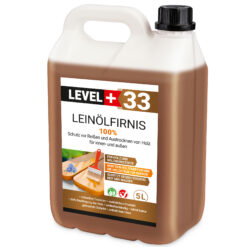 Leinöl Firnis 5 Liter, Holzschutz, Doppelt Gekocht, Holzpflege, Holzöl, Schnelle Trocknung, Natürlicher Holzschutz, Harzfrei LEVEL+33