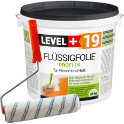 Flüssigfolie 1K Dichtfolie Abdichtfolie Abdichtung Terassen Keller Bad Dusche 20Kg + Farbroller 25cm LEVEL+19