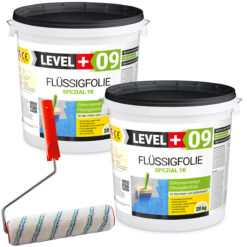 Flüssigfolie Spezial 1K Dichtfolie Abdichtfolie Abdichtung 40Kg + Farbroller 25cm LEVEL+09