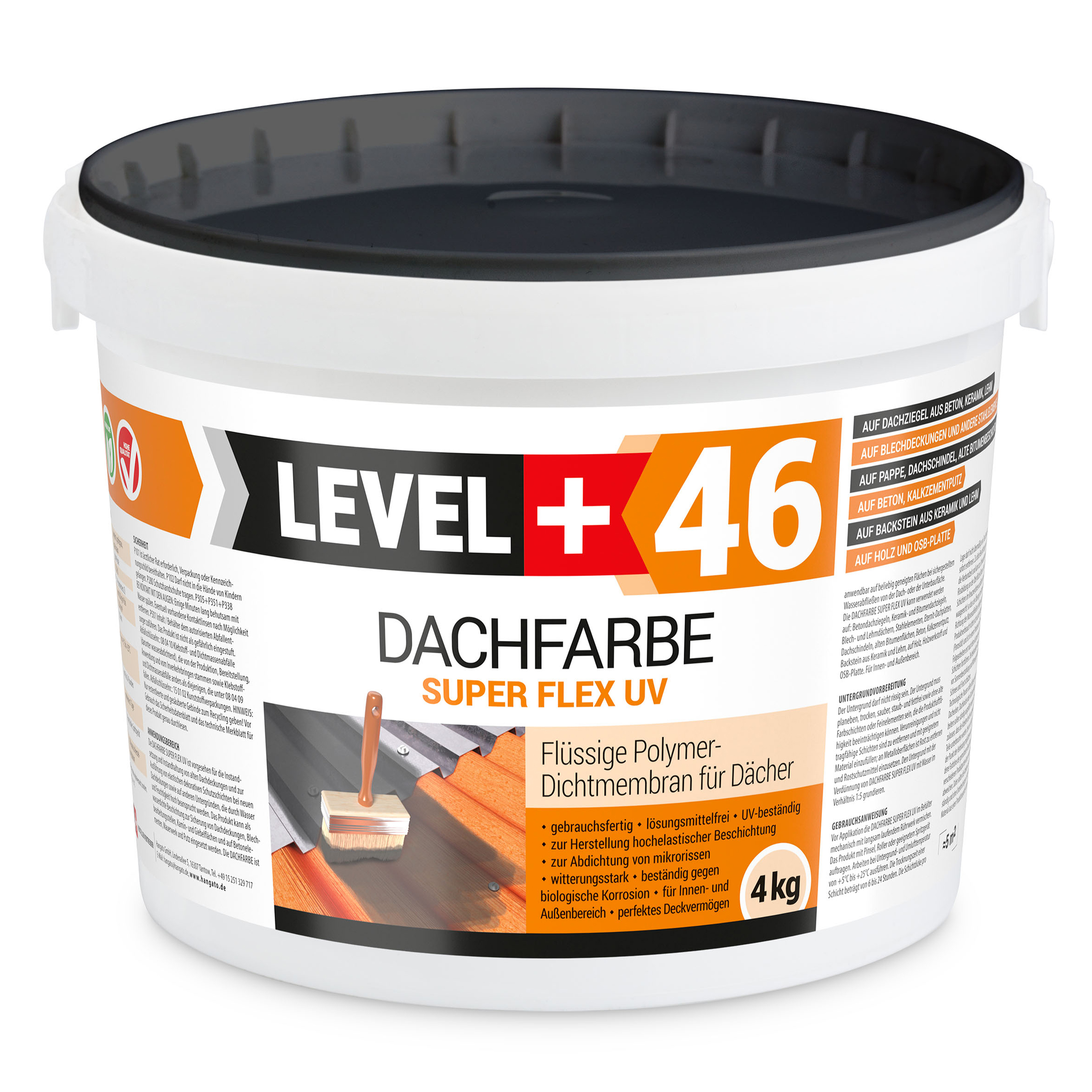 Dachfarbe 4kg Anthrazit Flexible Sockelfarbe Dachlack UV-beständig + Farbroller 10cm mit Bügel SET L+46 – Bild 2