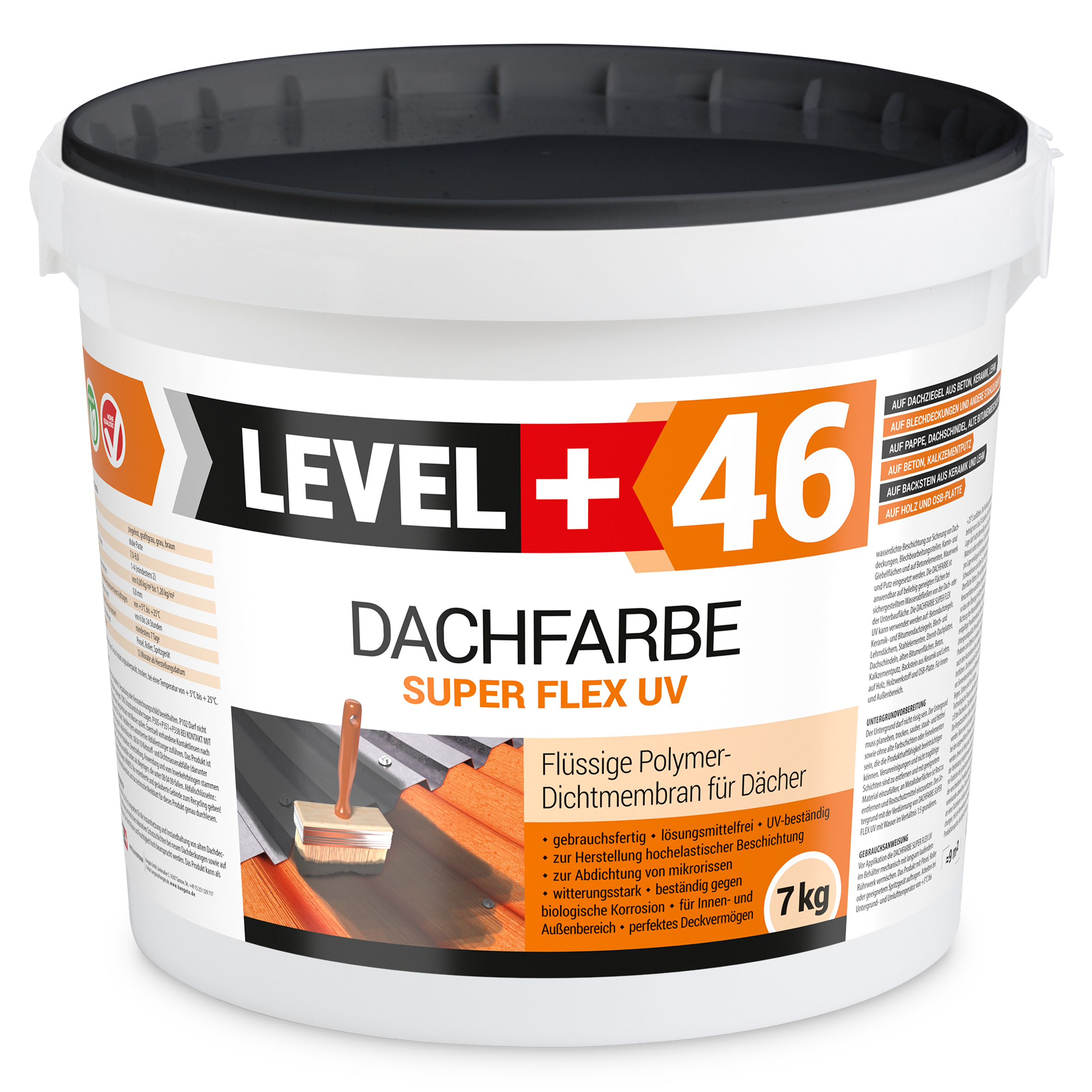 Dachfarbe 7kg Anthrazit Flexible Sockelfarbe Dachlack UV-beständig + Farbroller 10cm mit Bügel SET L+46 – Bild 2