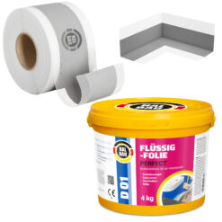 Dichtset Flüssigfolie 4Kg Dichtband 5m Innenecke Abdichtung Dusche Bad HALBAU H05