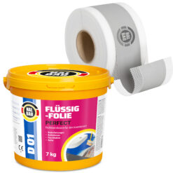 Dichtset Flüssigfolie 7Kg Dichtfolie Dichtband 10m AbdichtungSet Dusche Bad H11