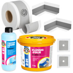 Dichtset Flüssigfolie 7Kg Dichtband Dichtecken Dichtmanschetten Tiefengrund H13