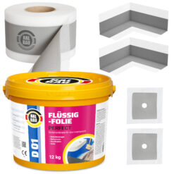 Dichtset Flüssigfolie 12Kg Dichtecken Dichtband 5m Abdichtung Dusche Bad H23