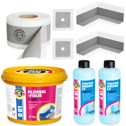 Dichtset Dusche Bad Abdichtung Flüssigfolie 12kg Tiefengrund Dichtband SET H37