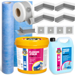 Dichtset Flüssigfolie Dichtband Ecken Manschetten Dichtbahn Tiefgrund Dusche H42