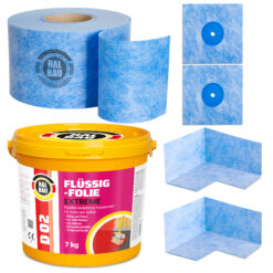 Dichtset Balkon Bad Abdichtung Flüssigfolie 7kg Dichtband Set Aussen Innen SET H307