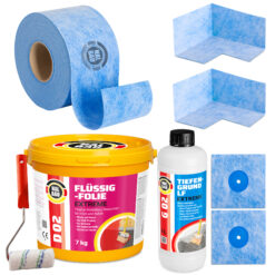 Dichtset Balkon Bad Abdichtung Flüssigfolie 7kg Dichtband Set Aussen Innen SET H309