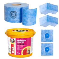 Dichtset Balkon Bad Abdichtung Flüssigfolie 7kg Dichtband Set Aussen Innen SET H311
