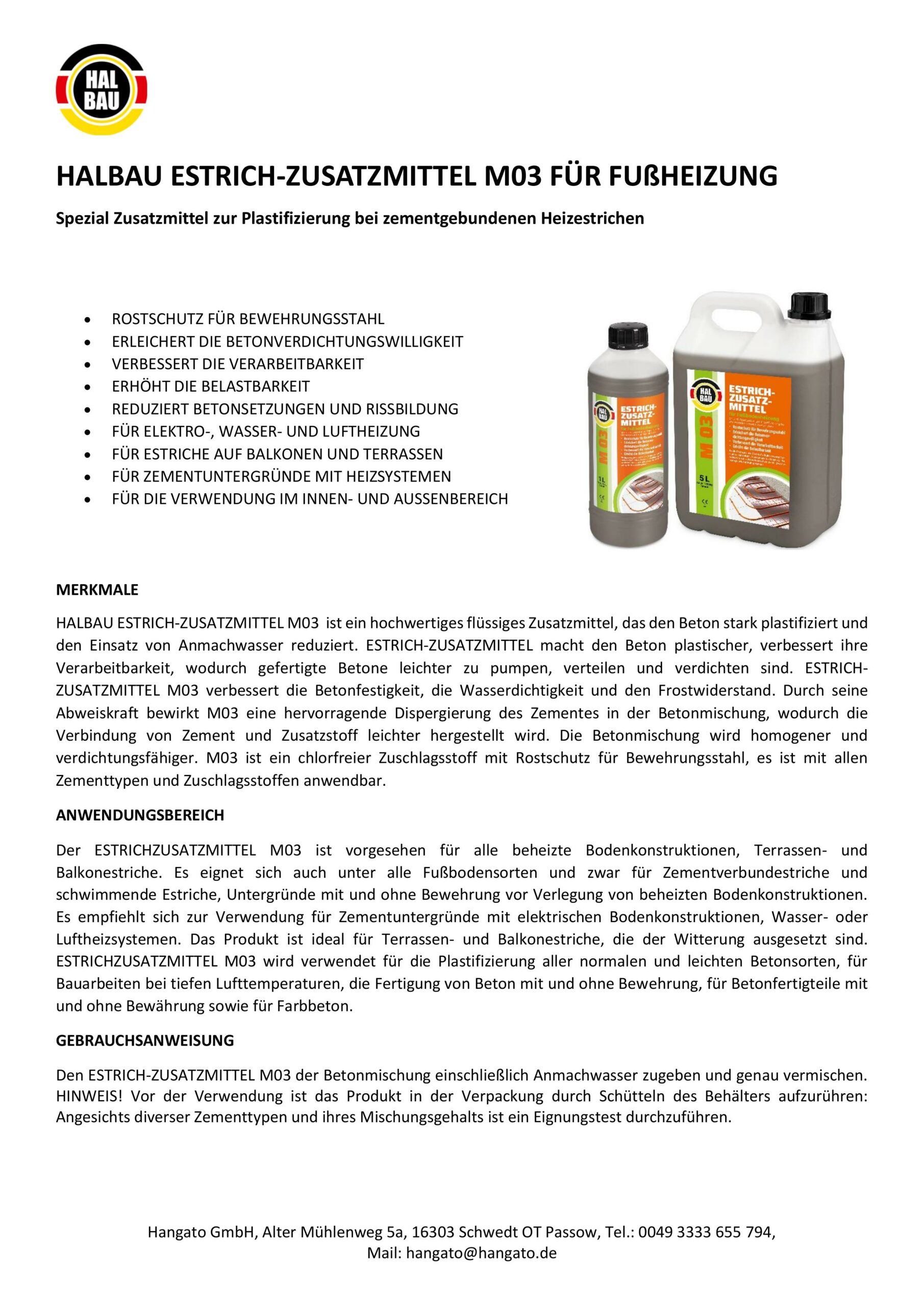 Estrichzusatzmittel 3L für Fußbodenheizung Heizestrichen Beton Plastifizierer Heizsysteme M03 – Bild 3
