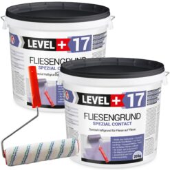 Fliesengrund 40kg Fliese auf Fliese Haftgrund Quarzgrund + Farbroller 25cm SET LEVEL+17