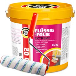 Flüssigfolie in 1K Dichtfolie Abdichtfolie Abdichtung Bad Dusche Küche Wassersperre 25Kg + Roller 25cm HALBAU D02