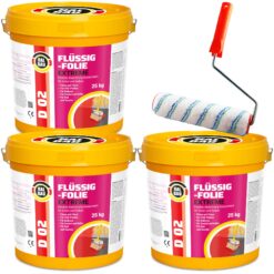 Flüssigfolie in 1K Dichtfolie Abdichtfolie Abdichtung Bad Dusche Küche Wassersperre 75Kg + Roller 25cm HALBAU D02