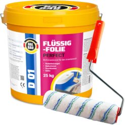 Flüssigfolie in 1K Dichtfolie Abdichtfolie Abdichtung Bad Dusche Küche Wasserdicht 25Kg + Roller 25cm HALBAU D01