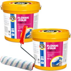 Flüssigfolie in 1K Dichtfolie Abdichtfolie Abdichtung Bad Dusche Küche Wasserdicht 40Kg + Roller 25cm HALBAU D01