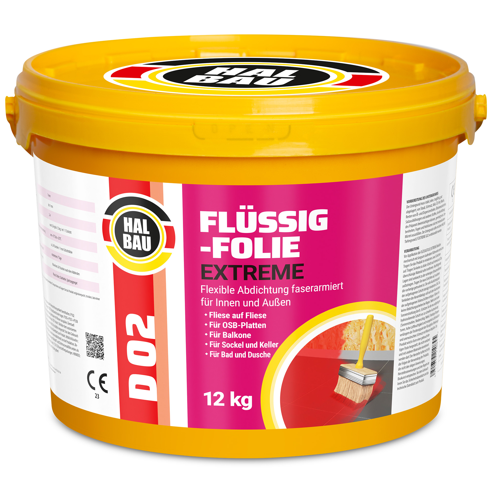 Dichtset Balkon Bad Abdichtung Flüssigfolie 12kg Dichtband Wasserdicht Set Aussen Innen H203 – Bild 2