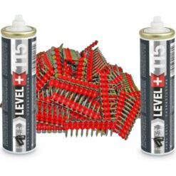 Set: 1000 St. Betonnägel 22mm/ Ø2,6mm für Gasnagler + 2 St. Ganzjahresgas Gaspatrone 115mm/ Ø32mm, Gaskartusche, Fuel Cell, HB42_LEVEL+115