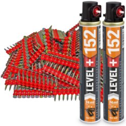 Set: 1000 St. Betonnägel 22mm/ Ø2,6mm für Gasnagler + 2 St. Ganzjahresgas Gaspatrone 152mm/ Ø32mm, Gaskartusche, Fuel Cell, HB42_LEVEL+152