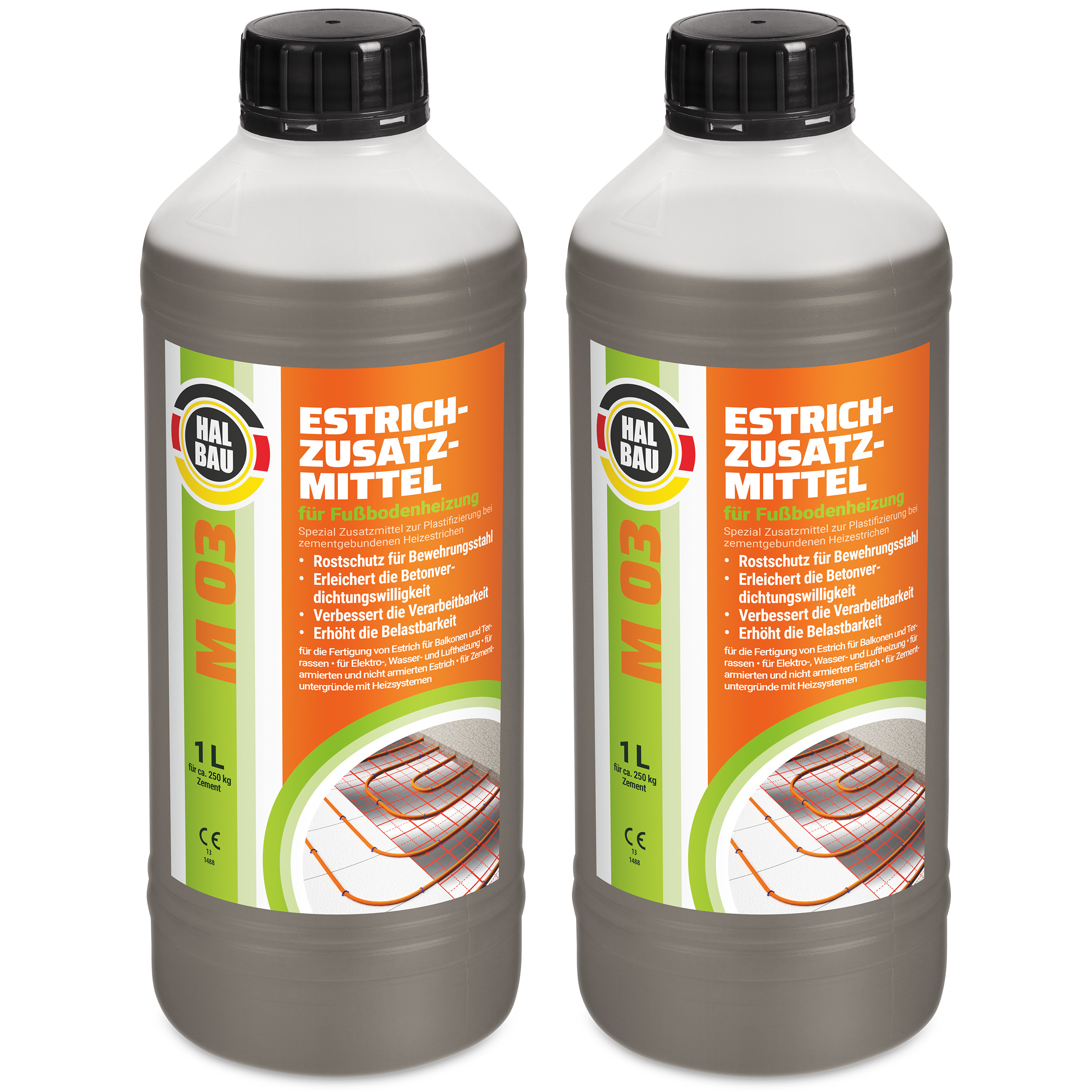 Estrichzusatzmittel 2L für Fußbodenheizung Heizestrichen Beton Plastifizierer Heizsysteme M03