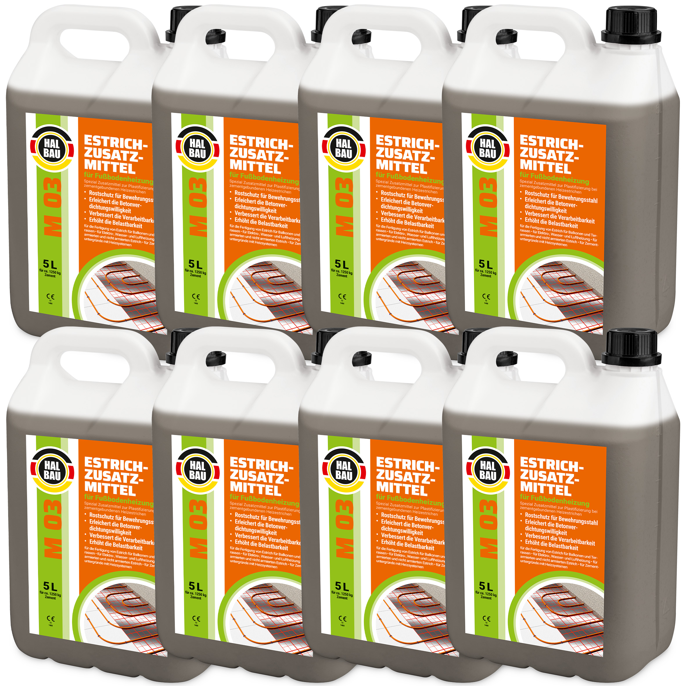 Estrichzusatzmittel 40L für Fußbodenheizung Heizestrichen Beton Plastifizierer Heizsysteme M03