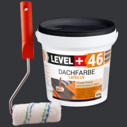 Dachfarbe 1,5kg Anthrazit Flexible Sockelfarbe Dachlack UV-beständig + Farbroller 10cm mit Bügel SET L+46