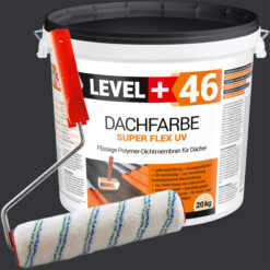 Dachfarbe 20kg Anthrazit Flexible Sockelfarbe Dachlack UV-beständig + Farbroller 25cm mit Bügel SET L+46