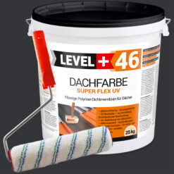 Dachfarbe 25kg Anthrazit Flexible Sockelfarbe Dachlack UV-beständig + Farbroller 25cm mit Bügel SET L+46