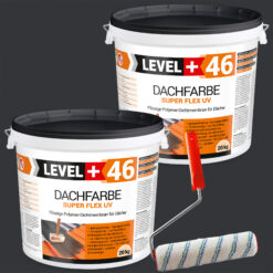 Dachfarbe 40kg Anthrazit Flexible Sockelfarbe Dachlack UV-beständig + Farbroller 25cm mit Bügel SET L+46
