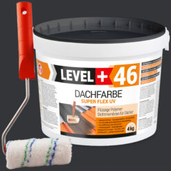 Dachfarbe 4kg Anthrazit Flexible Sockelfarbe Dachlack UV-beständig + Farbroller 10cm mit Bügel SET L+46