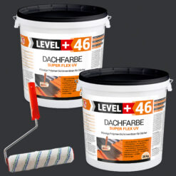 Dachfarbe 50kg Anthrazit Flexible Sockelfarbe Dachlack UV-beständig + Farbroller 25cm mit Bügel SET L+46