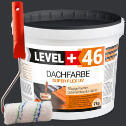 Dachfarbe 7kg Anthrazit Flexible Sockelfarbe Dachlack UV-beständig + Farbroller 10cm mit Bügel SET L+46