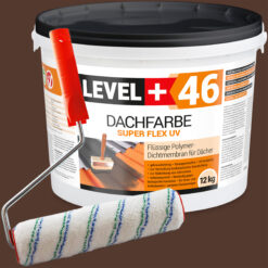 Dachfarbe 12kg Braun Flexible Sockelfarbe Dachlack UV-beständig + Farbroller 25cm mit Bügel SET L+46