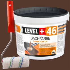 Dachfarbe 4kg Braun Flexible Sockelfarbe Dachlack UV-beständig + Farbroller 10cm mit Bügel SET L+46