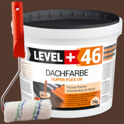 Dachfarbe 7kg Braun Flexible Sockelfarbe Dachlack UV-beständig + Farbroller 10cm mit Bügel SET L+46