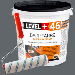 Dachfarbe 25kg Steingrau Flexible Sockelfarbe Dachlack UV-beständig + Farbroller 25cm mit Bügel SET L+46