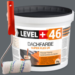 Dachfarbe 7kg Steingrau Flexible Sockelfarbe Dachlack UV-beständig + Farbroller 10cm mit Bügel SET L+46